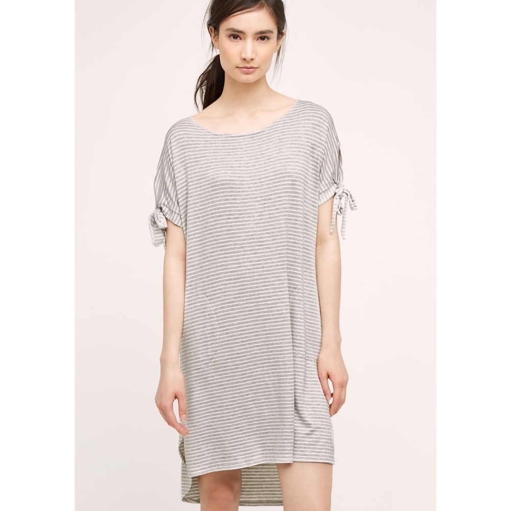 NEW Anthropologie Striped Tee Dress Summer t-shirt ANTHRO Size XS white grey